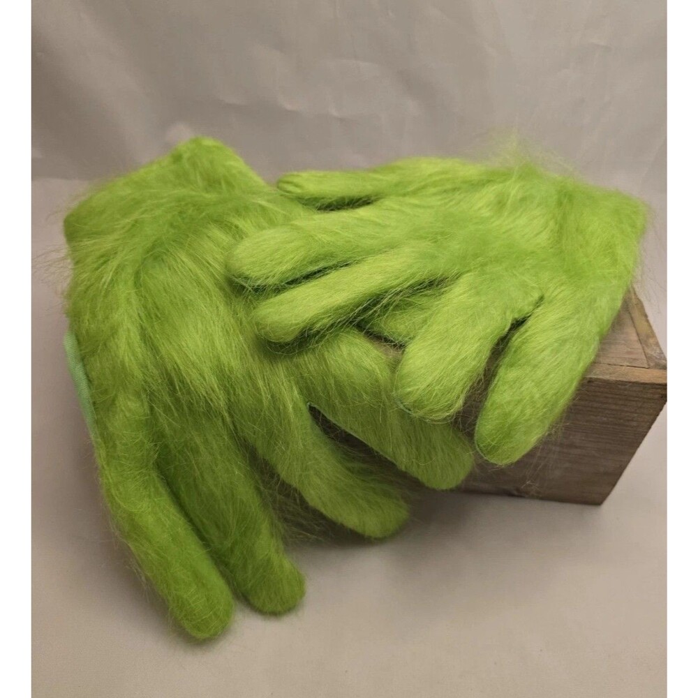 New Grinch Green Furry Hand Costume Gloves Adult Monster Christmas Cosplay Fuzzy